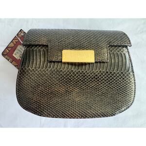 Saddle River Metallic Green and Gold Cross Body Satchel